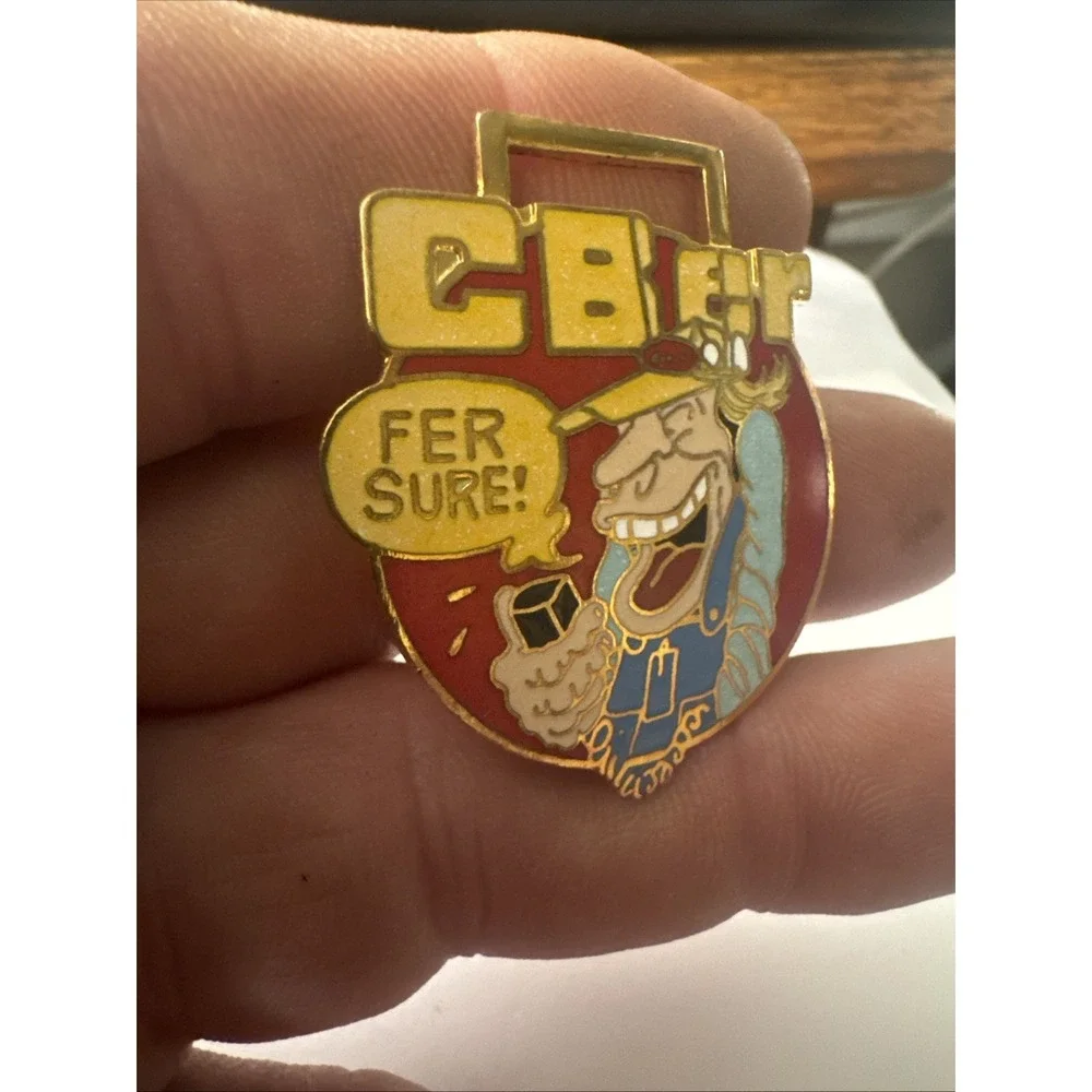 Vintage CB Er radio FER SURE Metal Key Chain Ring WATCH Fob Great Graphics Rare